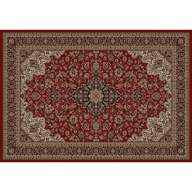 Merinos Kashan Medallion Framed Rug, Red, 8X11 Ft
