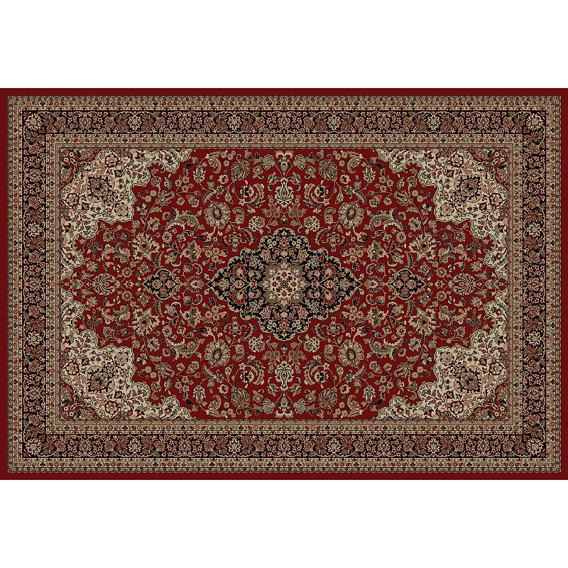 Merinos Kashan Medallion Framed Rug, Red, 8X11 Ft