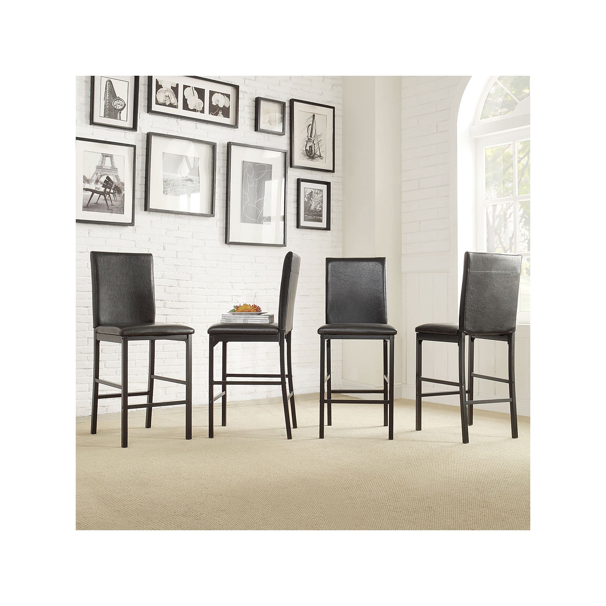 HomeVance 4-piece Catania Counter Chair Set, Black Brown