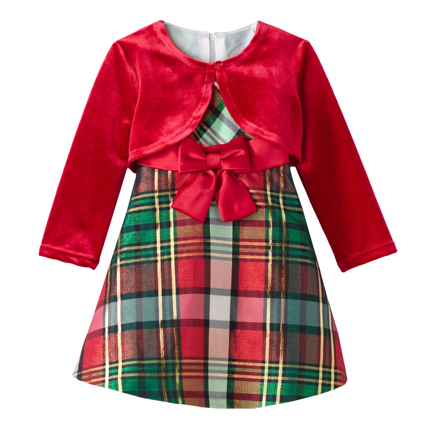 Bonnie Jean Plaid Shrug \u0026 Dress Set 