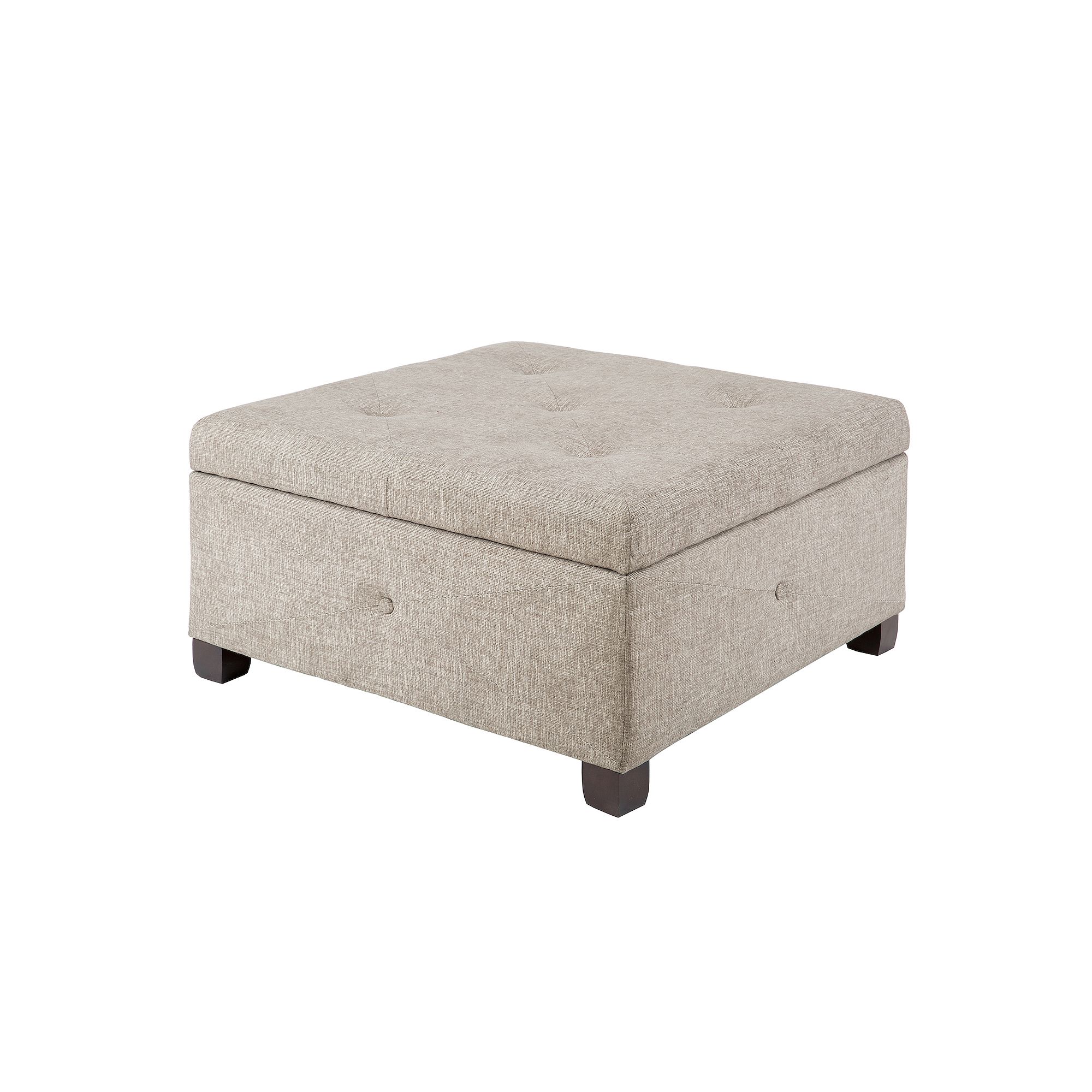 Madison Park Lucas Storage Ottoman, Linen