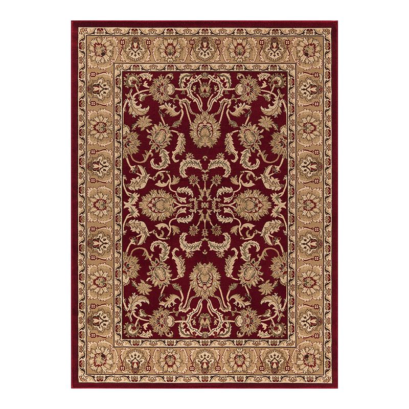 Merinos Oushak Floral Framed Rug, Red, 8Ft Rnd