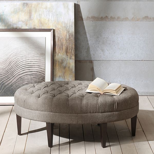 Madison Park Chase Surfboard Tufted Ottoman - Taupe