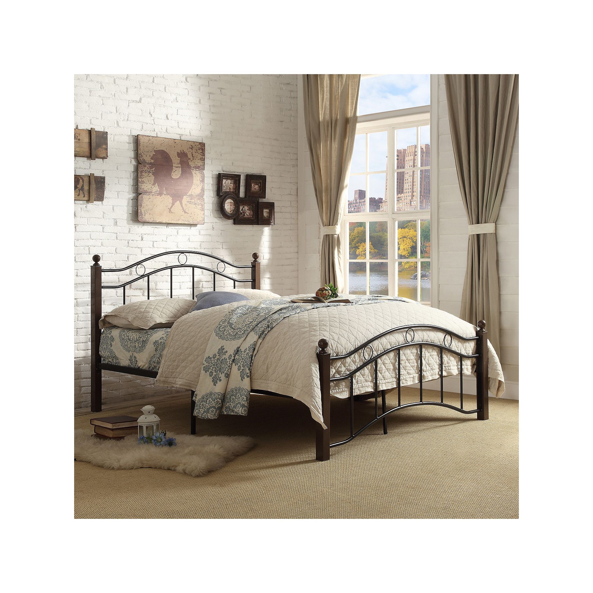 HomeVance Layton Platform Bed, Black Brown