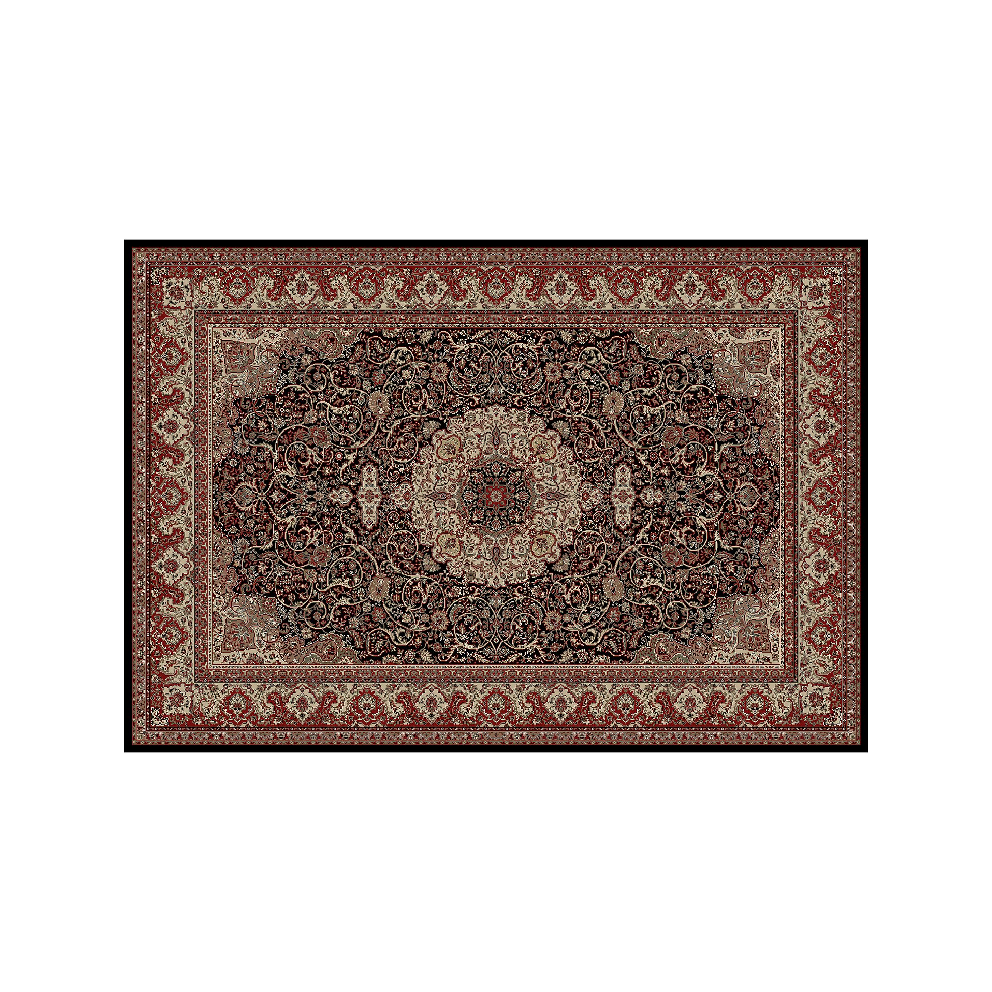 Merinos Isfahan Floral Framed Rug, Black
