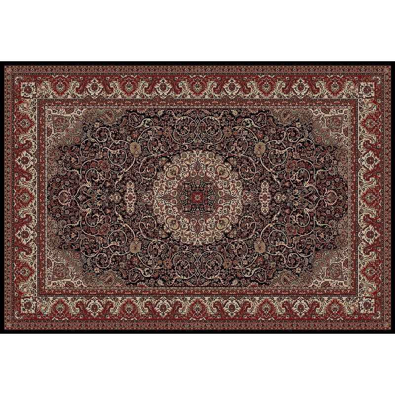 Merinos Isfahan Floral Framed Rug, Black, 8X11 Ft