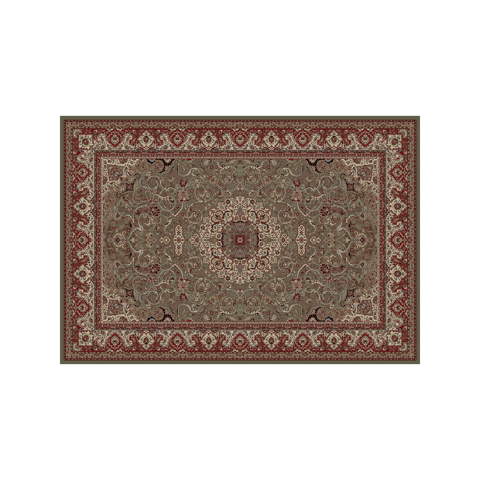 Merinos Isfahan Floral Framed Rug, Green
