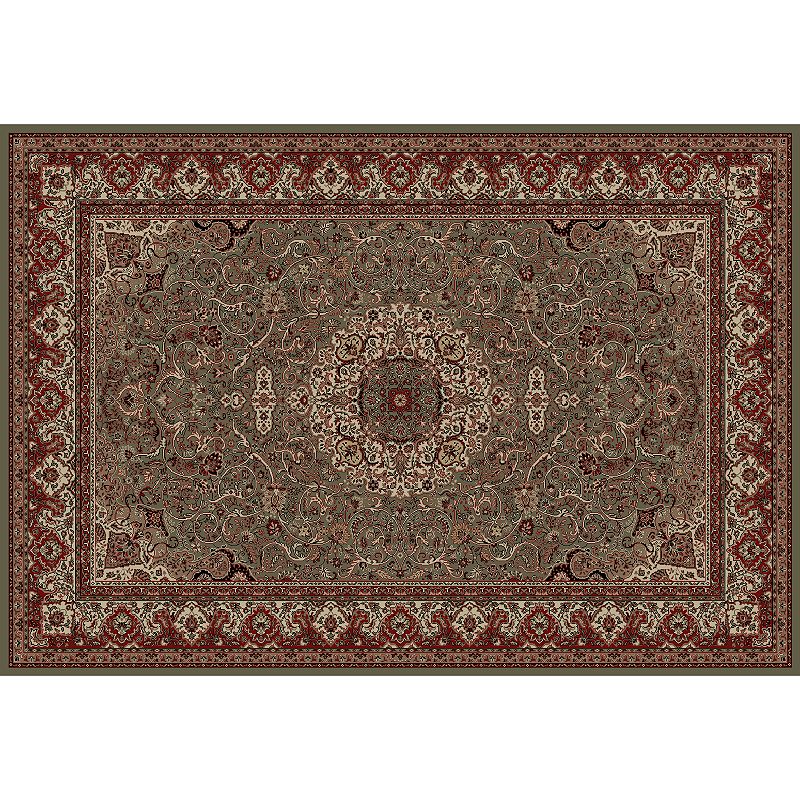 Merinos Isfahan Floral Framed Rug, Green, 8X11 Ft