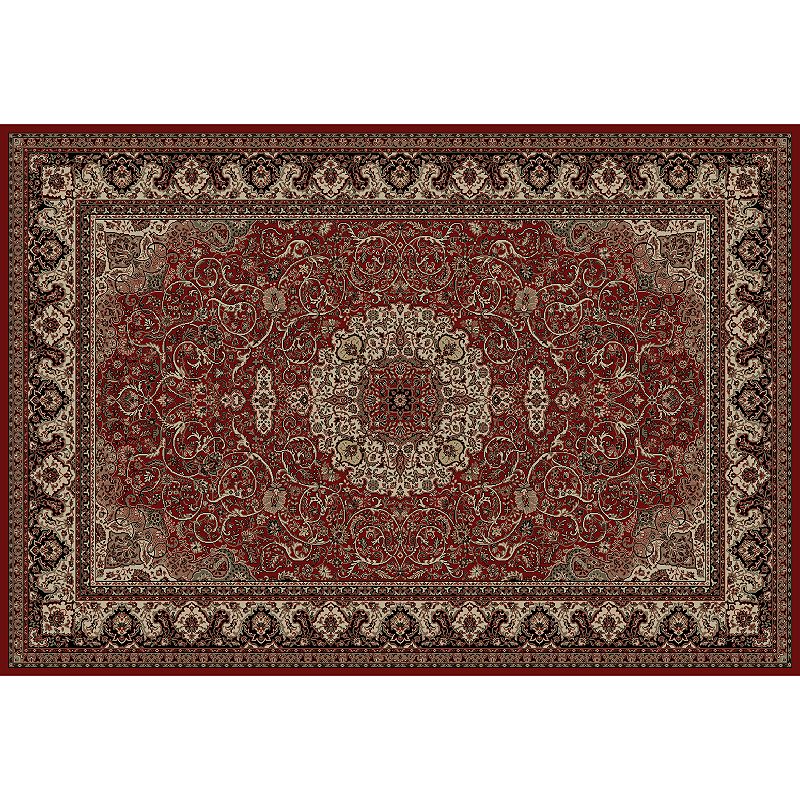 Merinos Isfahan Floral Framed Rug, Red, 5Ft Rnd