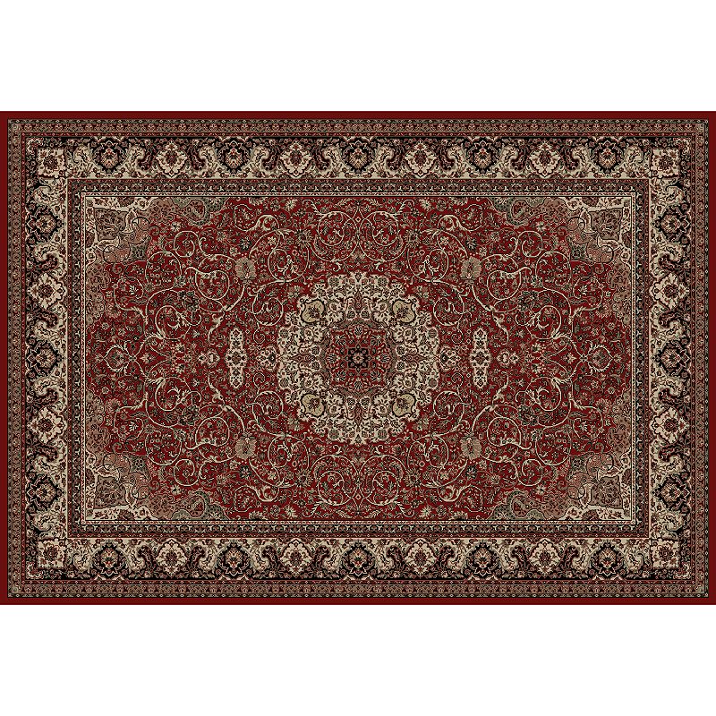 Merinos Isfahan Floral Framed Rug, Red, 5Ft Rnd