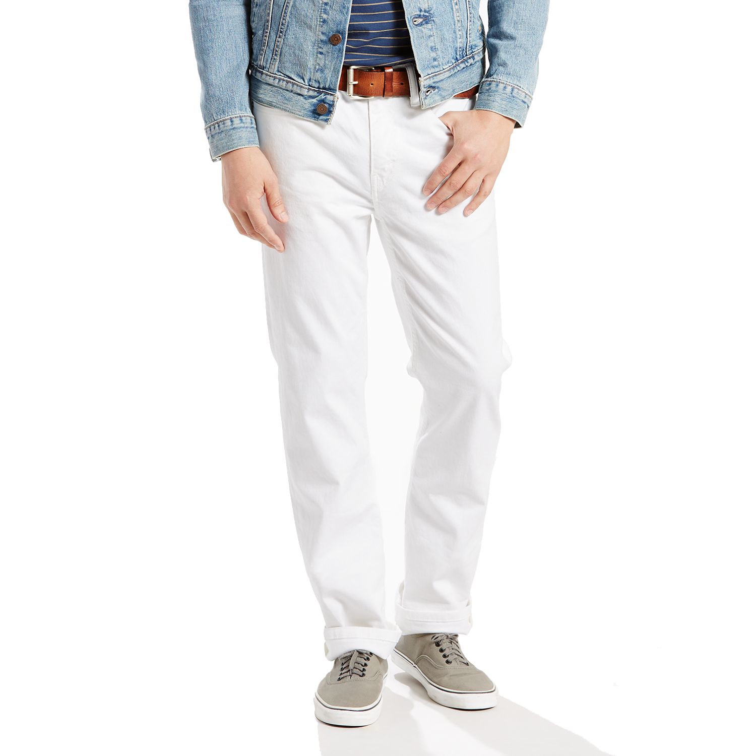 white levi's straight leg jeans