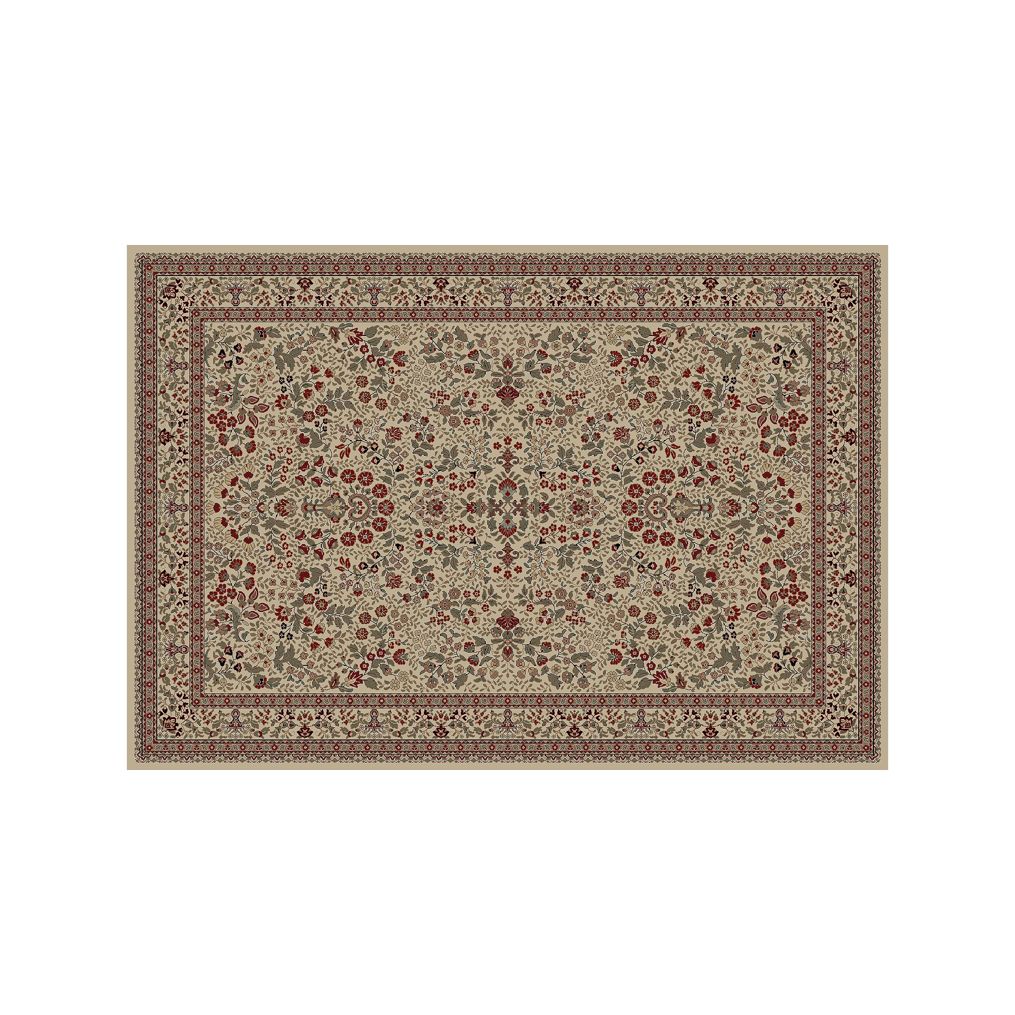 Merinos Sarouk Floral Framed Rug, Ivory