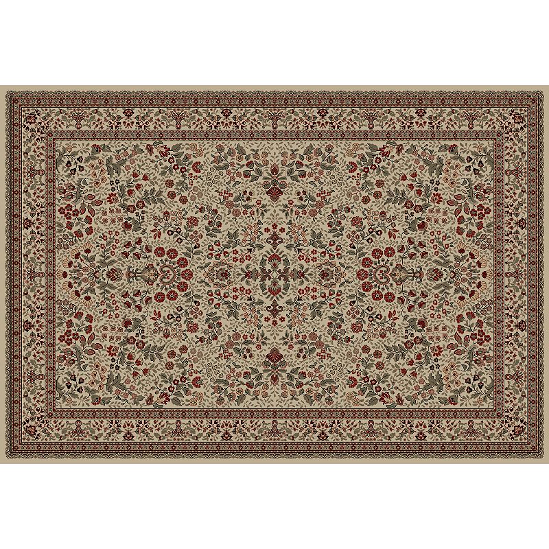 Merinos Sarouk Floral Framed Rug, White, 8X11 Ft