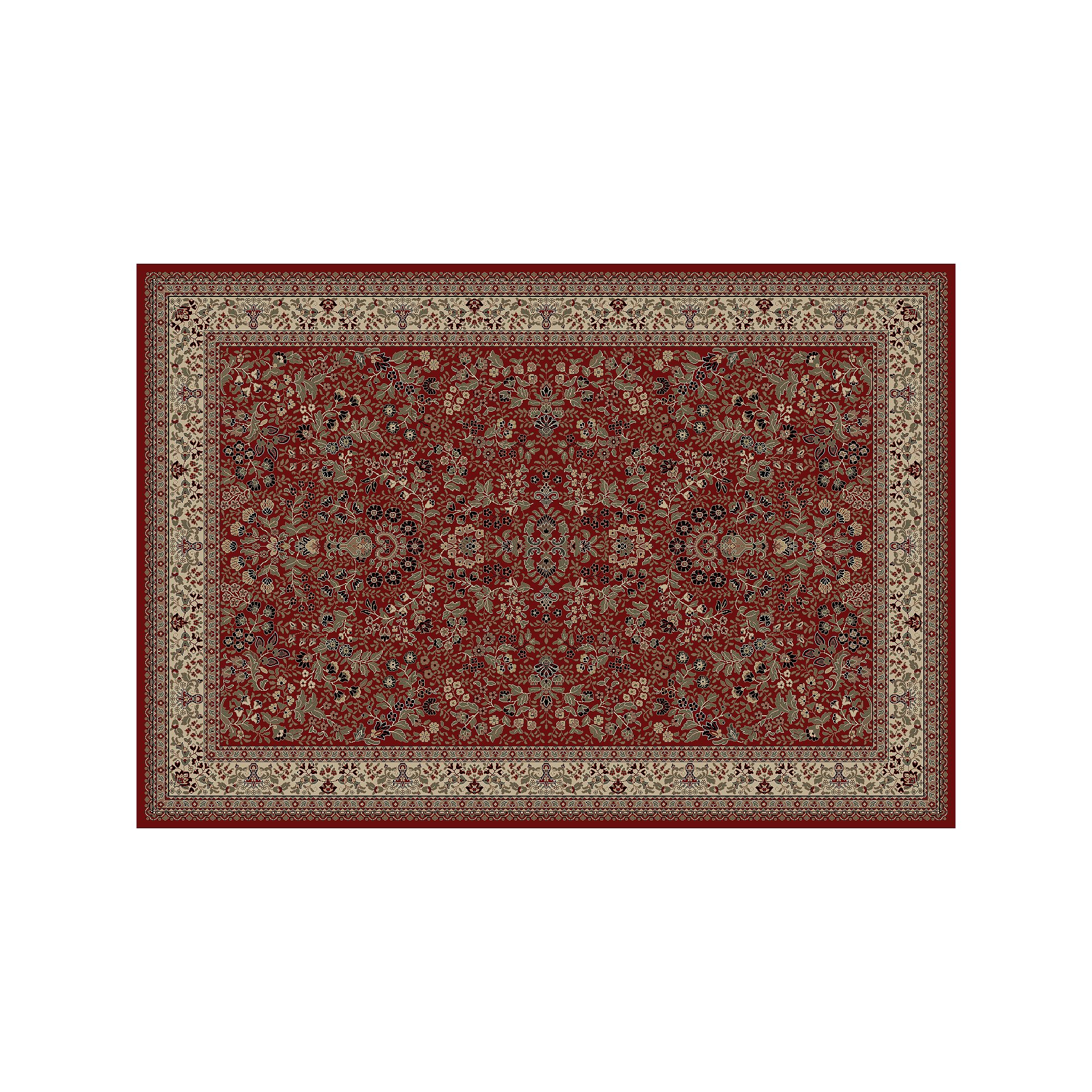 Merinos Sarouk Floral Framed Rug, Red