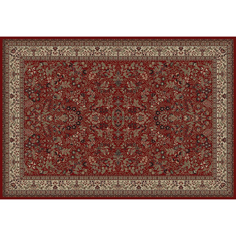 Merinos Sarouk Floral Framed Rug, Red, 8Ft Rnd