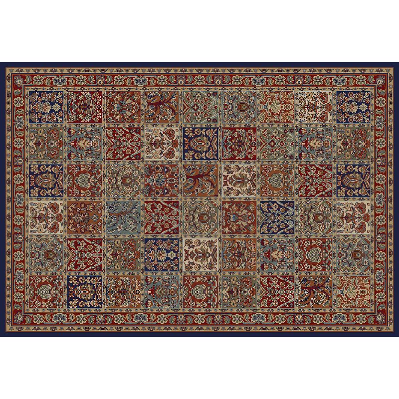 Merinos Panel Floral Framed Rug, Red, 5X7.5 Ft