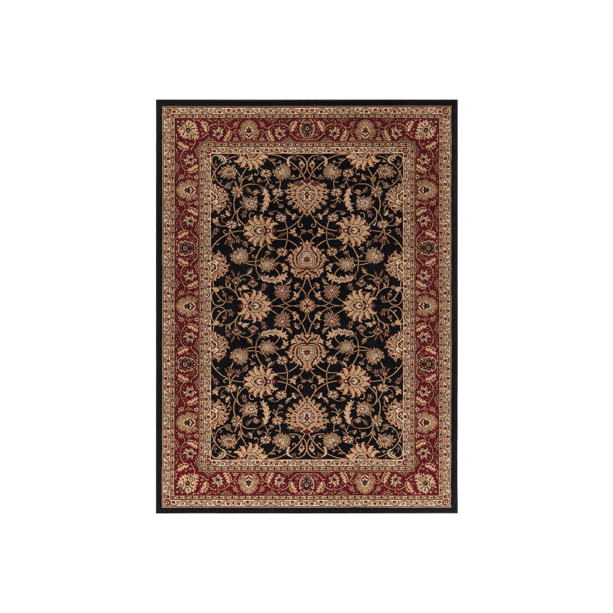 Merinos Mahal Floral Framed Rug, Black