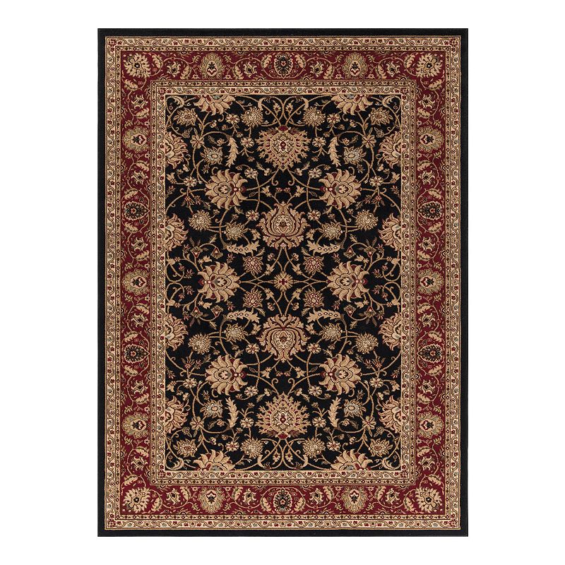 Merinos Mahal Floral Framed Rug, Black, 6.5X9.5 Ft