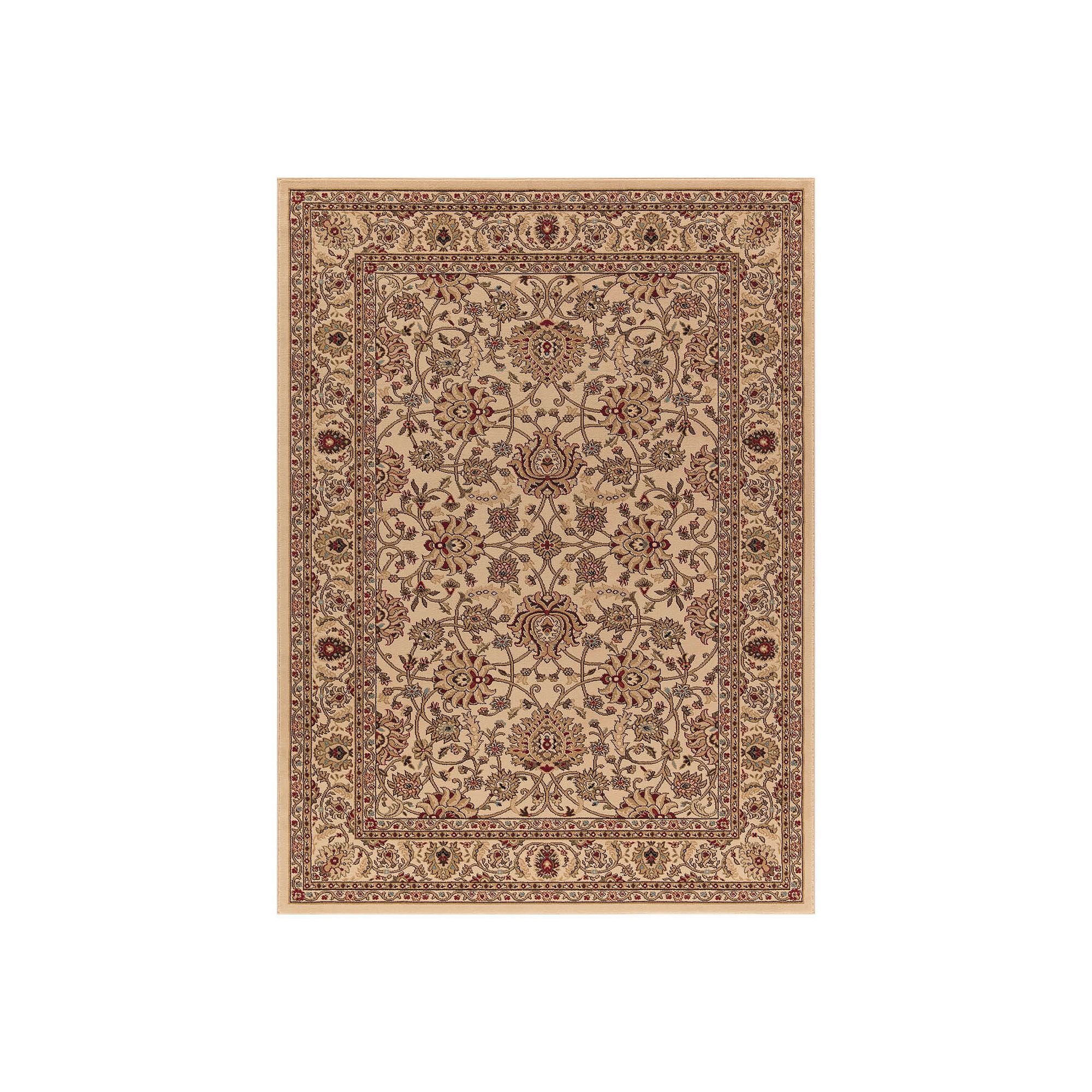 Merinos Mahal Floral Framed Rug, Ivory