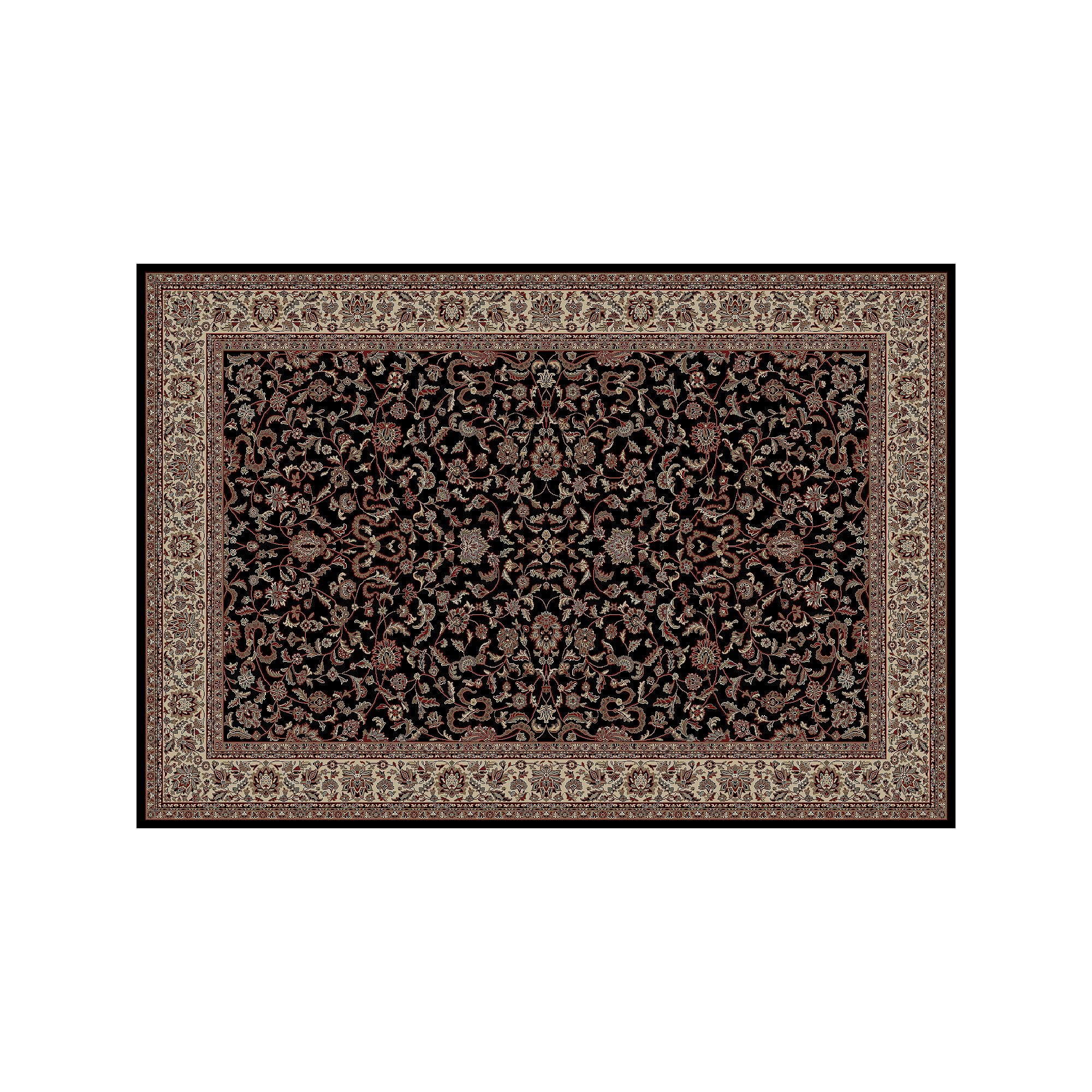 Merinos Kasha Floral Framed Rug, Black