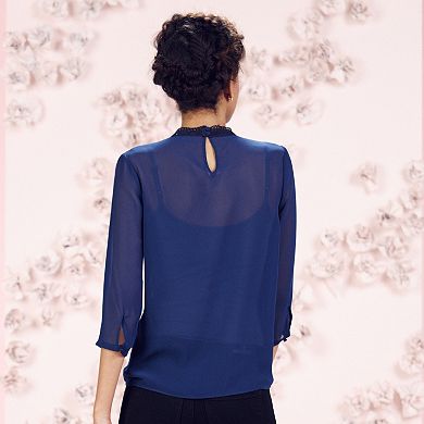 LC Lauren Conrad Runway Collection Lace-Trim Blouse - Women's