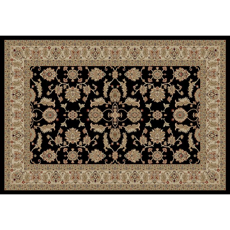 Merinos Antep Floral Framed Rug, Black, 6.5X9 Ft