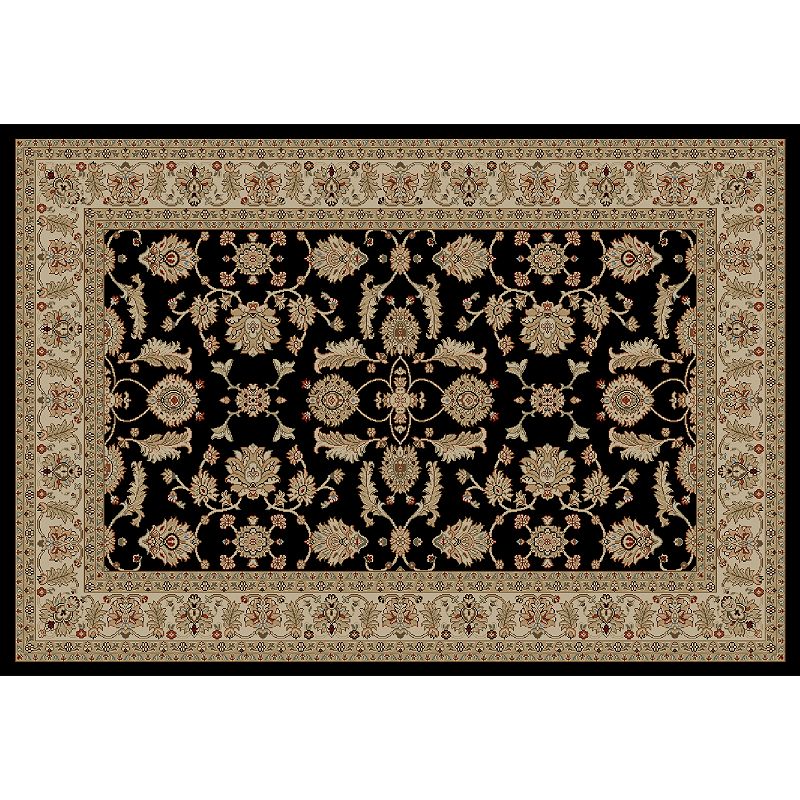 Merinos Antep Floral Framed Rug, Black, 5X7.5 Ft