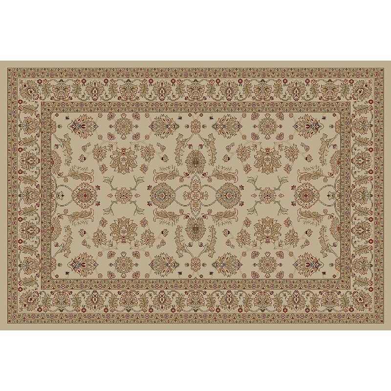 Merinos Antep Floral Framed Rug, White, 6.5X9 Ft