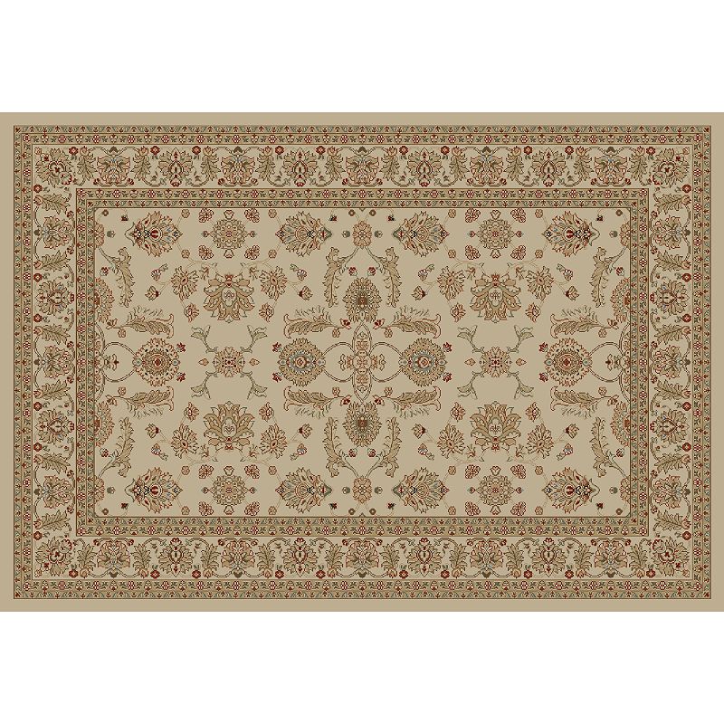 Merinos Antep Floral Framed Rug, White, 5X7.5 Ft