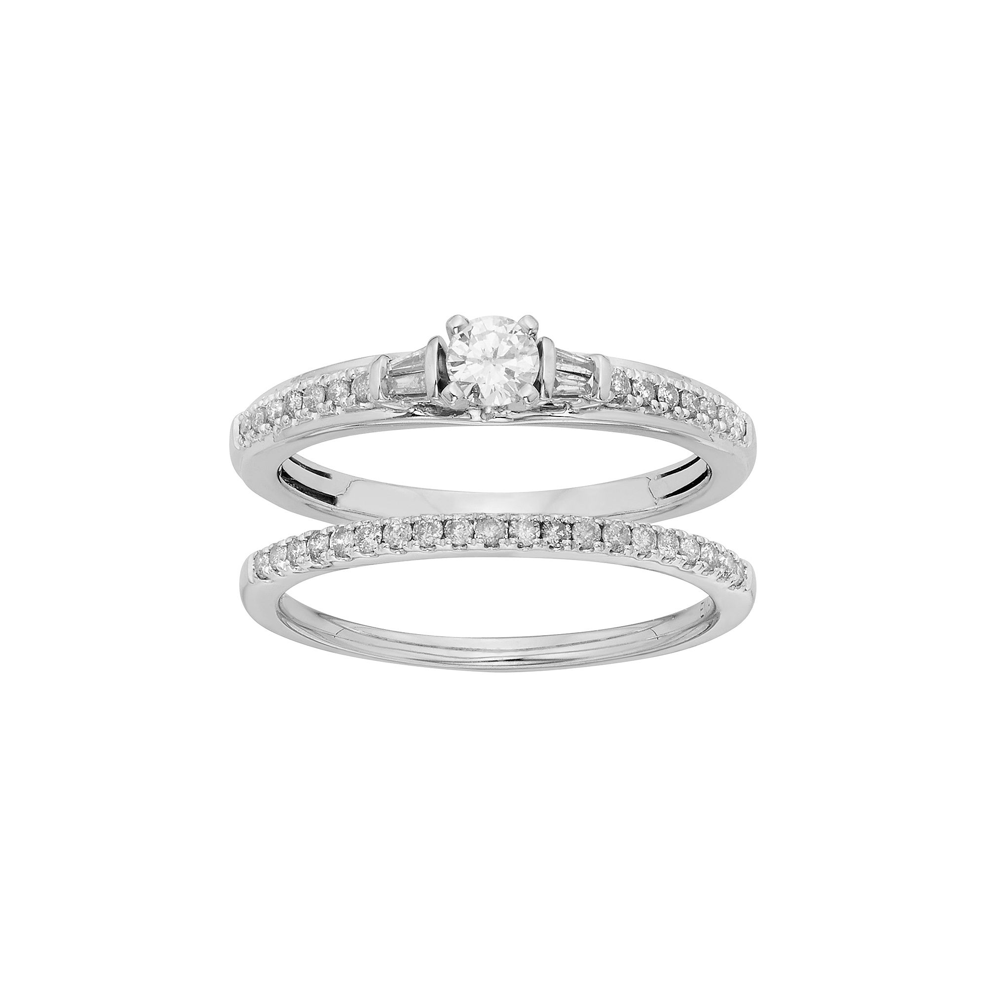 The Regal Collection Diamond Engagement Ring Set in 10k White Gold (1/2 Car