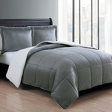 VCNY Micromink & Sherpa Reversible Comforter Set