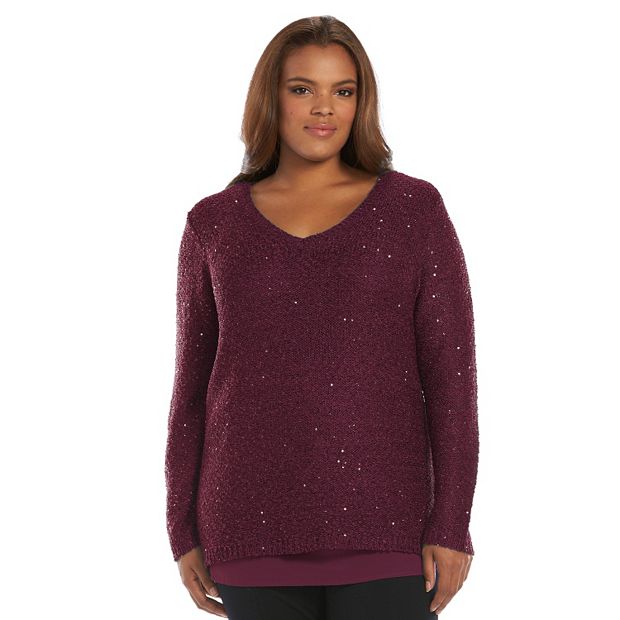 Plus Size Apt. 9® Embellished V-Neck Sweater