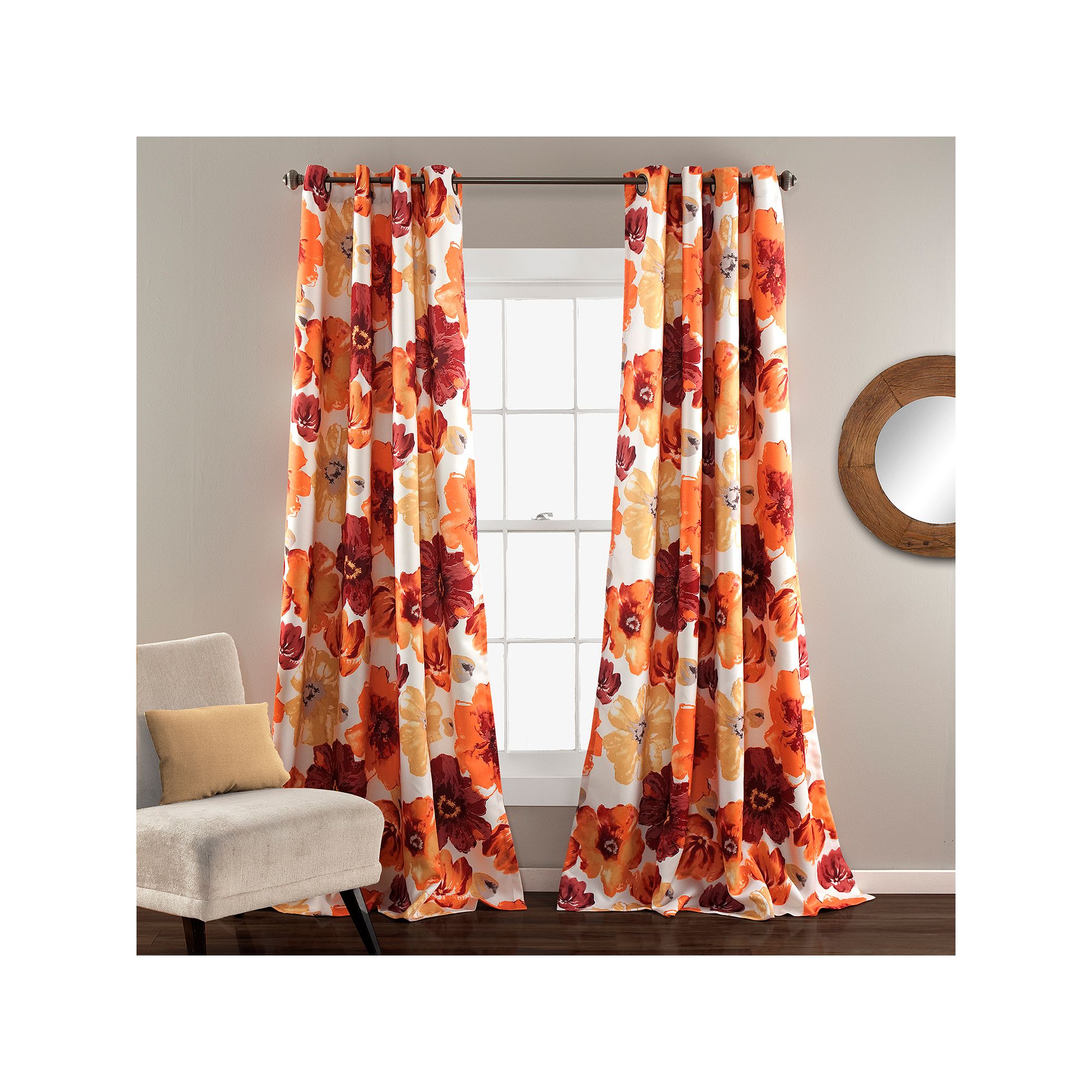 Lush Decor Leah Room Darkening Window Curtains Set, Red