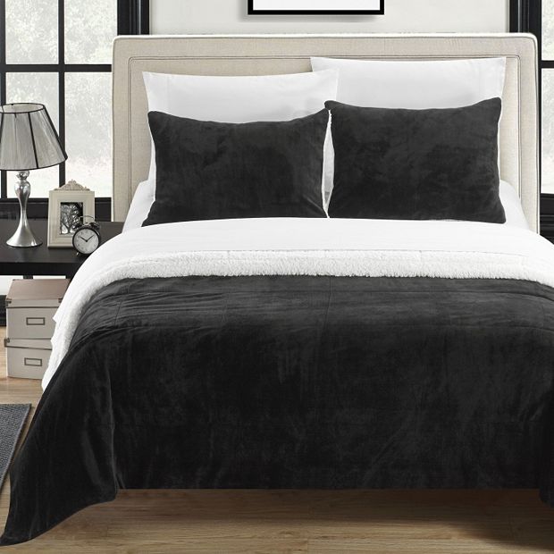 Kohl's ultra plush reversible micromink best sale & sherpa fleece comforter set