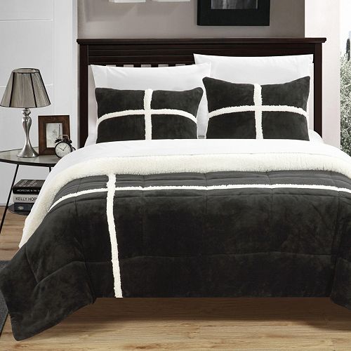 Chloe Plush Microsuede Sherpa 3 Pc Reversible Comforter Set