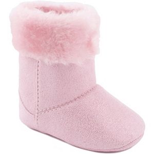 Baby Girl Wee Kids Pink Sparkle Suedecloth Faux-Fur Trim Boot
