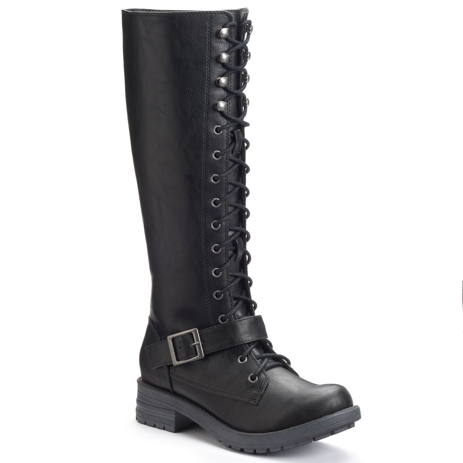 tall black lace up boots womens
