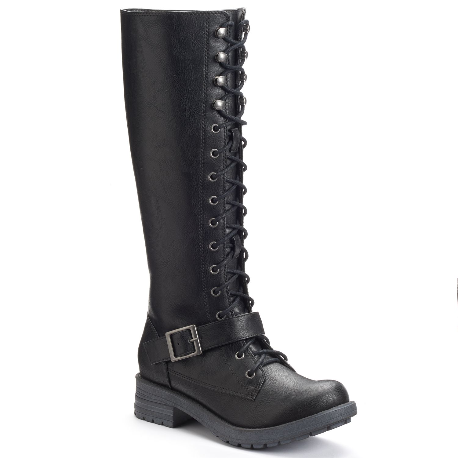 women's lace up combat boots black