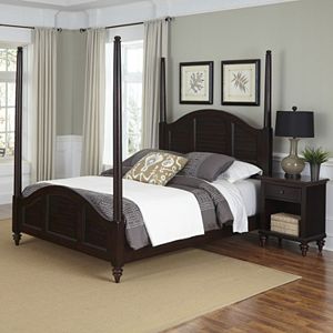 Home Styles 2-piece Bermuda Poster Bed and Nightstand Set