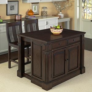 Home Styles 3-piece Prairie Home Kitchen Island and Counter Stool Set