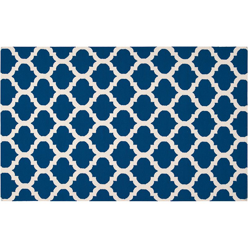 Artisan Weaver Centralia Lattice Reversible Wool Rug, Blue, 5X8 Ft