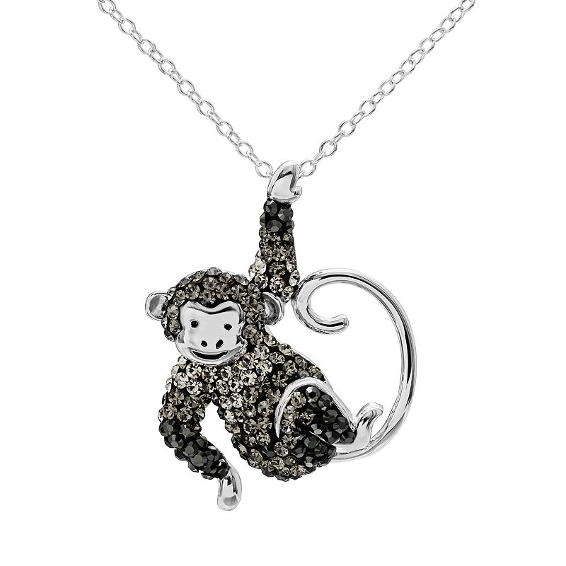 Kohl's "Crystal Sterling Silver Monkey Pendant Necklace, Women's, Size