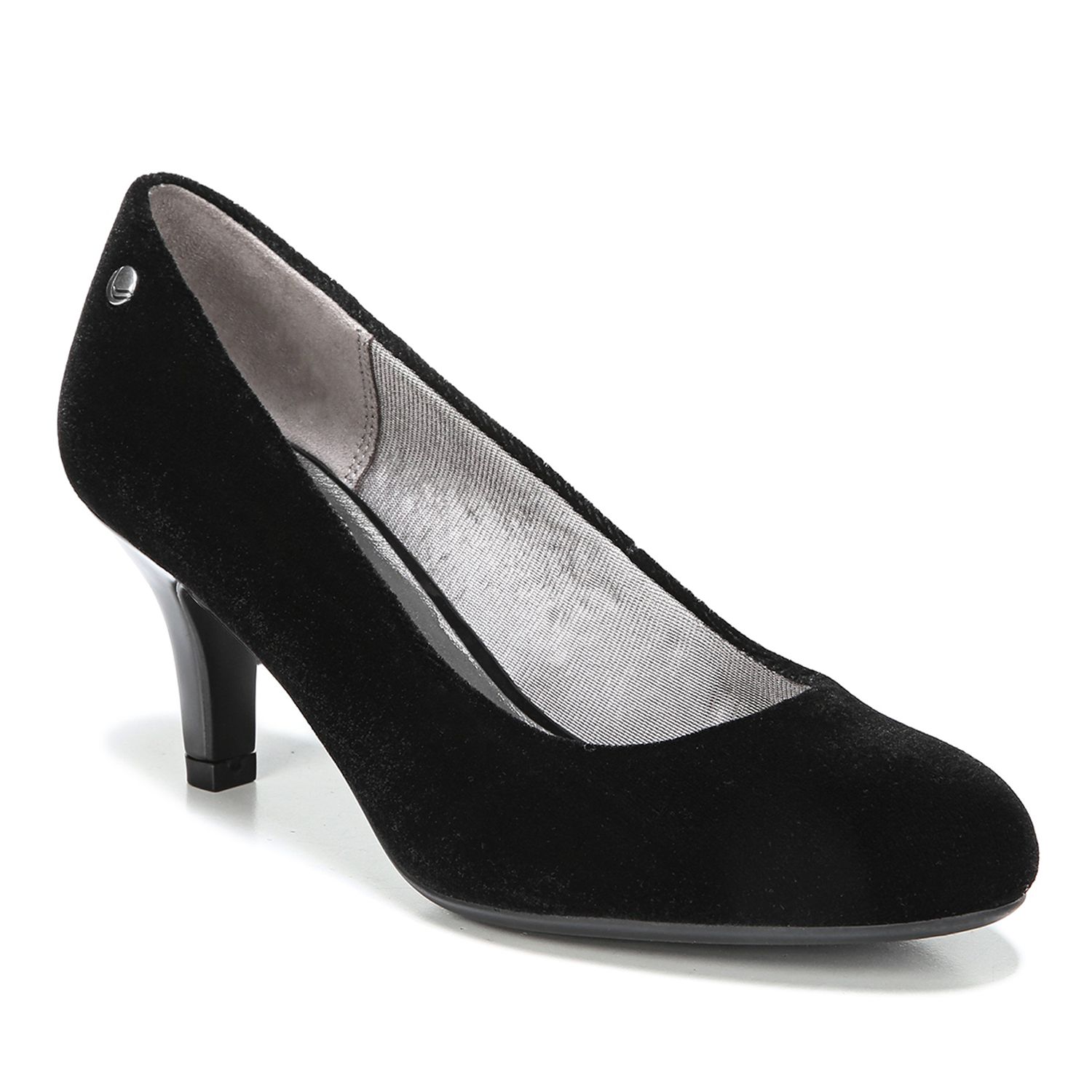 low block heel black pumps