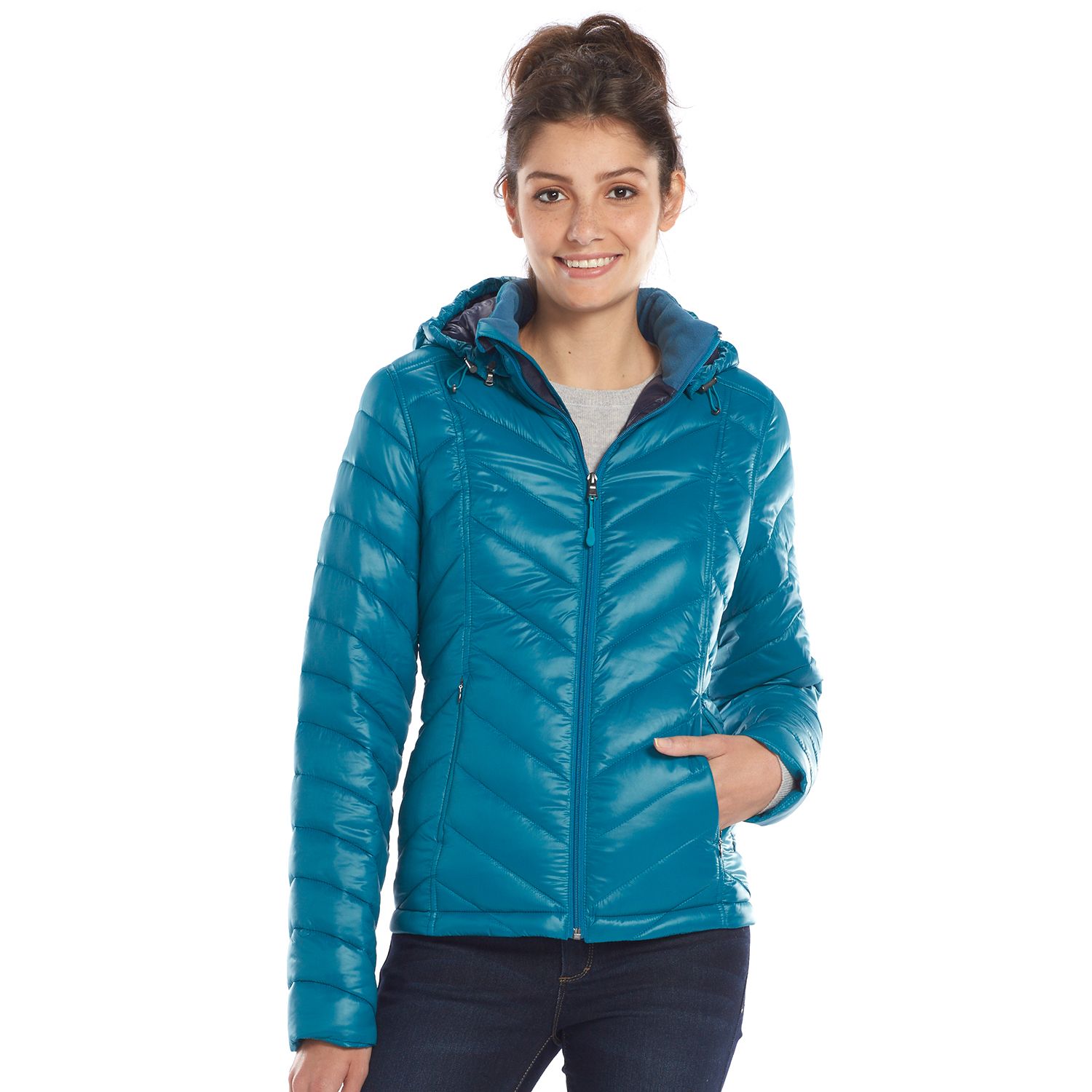 women's tek gear hooded quilted jacket