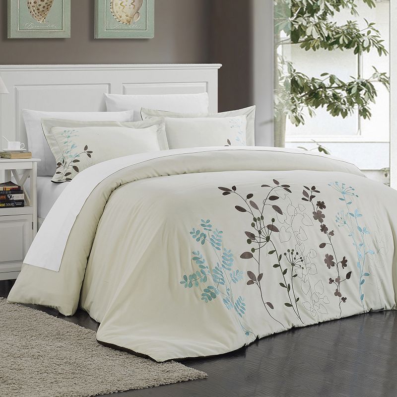 99660357 Kaylee 3-pc. Duvet Cover Set, Beig/Green, Queen sku 99660357