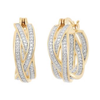 Classic Treasures 18k Gold Over Silver Crisscross Hoop Earrings