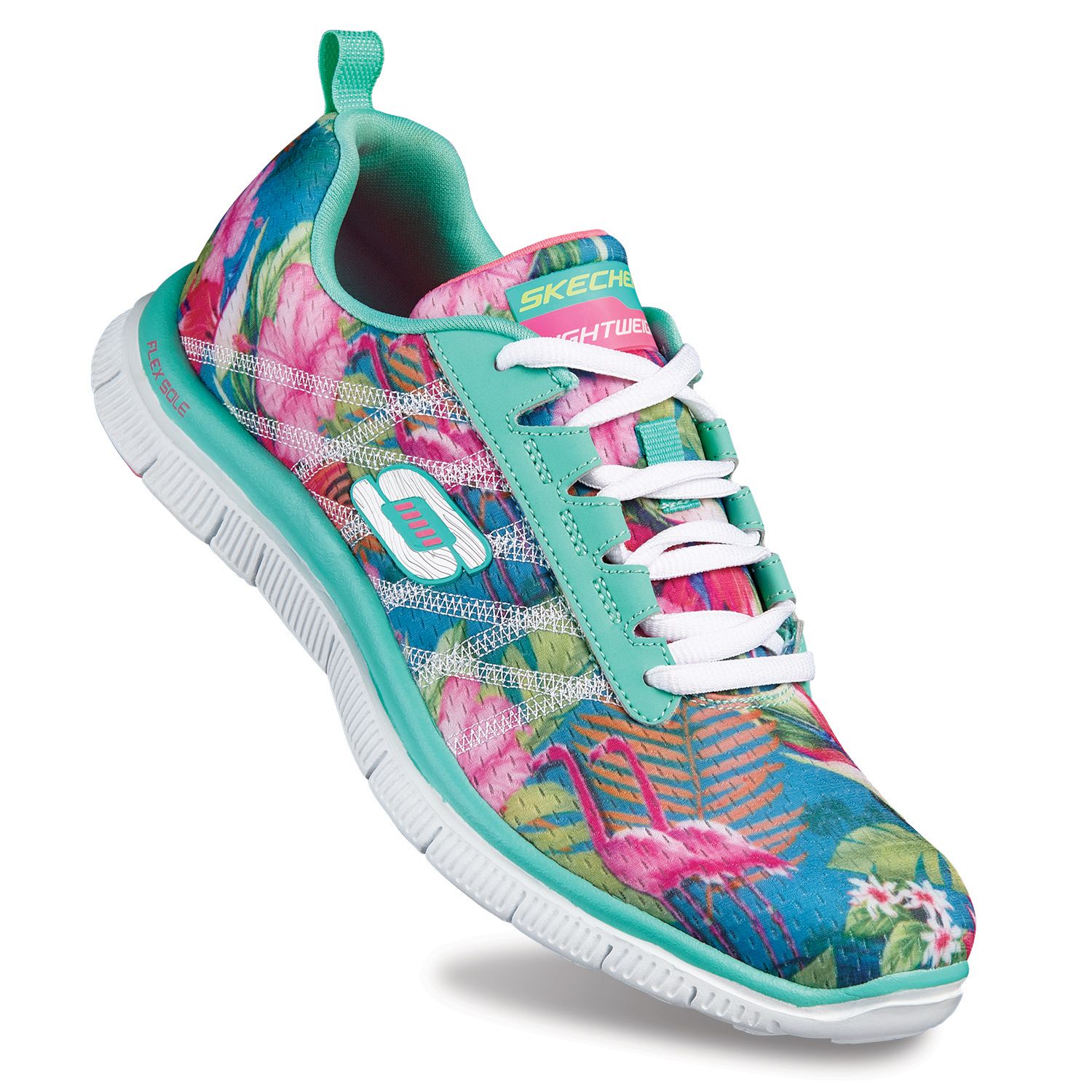 skechers women's flex appeal floral bloom memory foam navy