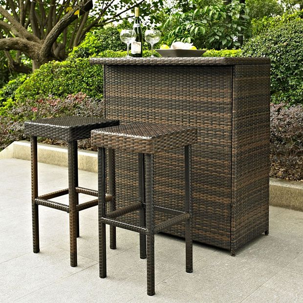 3 piece outdoor 2025 wicker bar set