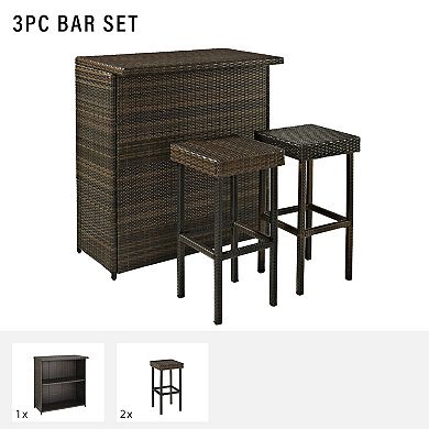 Palm Harbor 3 Piece Outdoor Wicker Bar Set