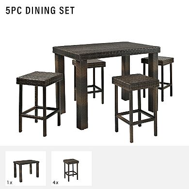Palm Harbor 5-Piece Outdoor Wicker High Dining Set 